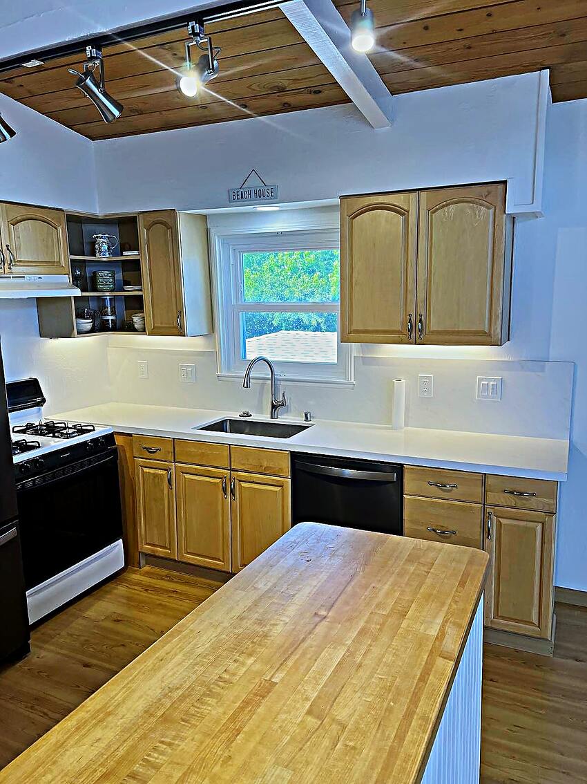 Kitchen remodel with butcher-block island in the Bay Area