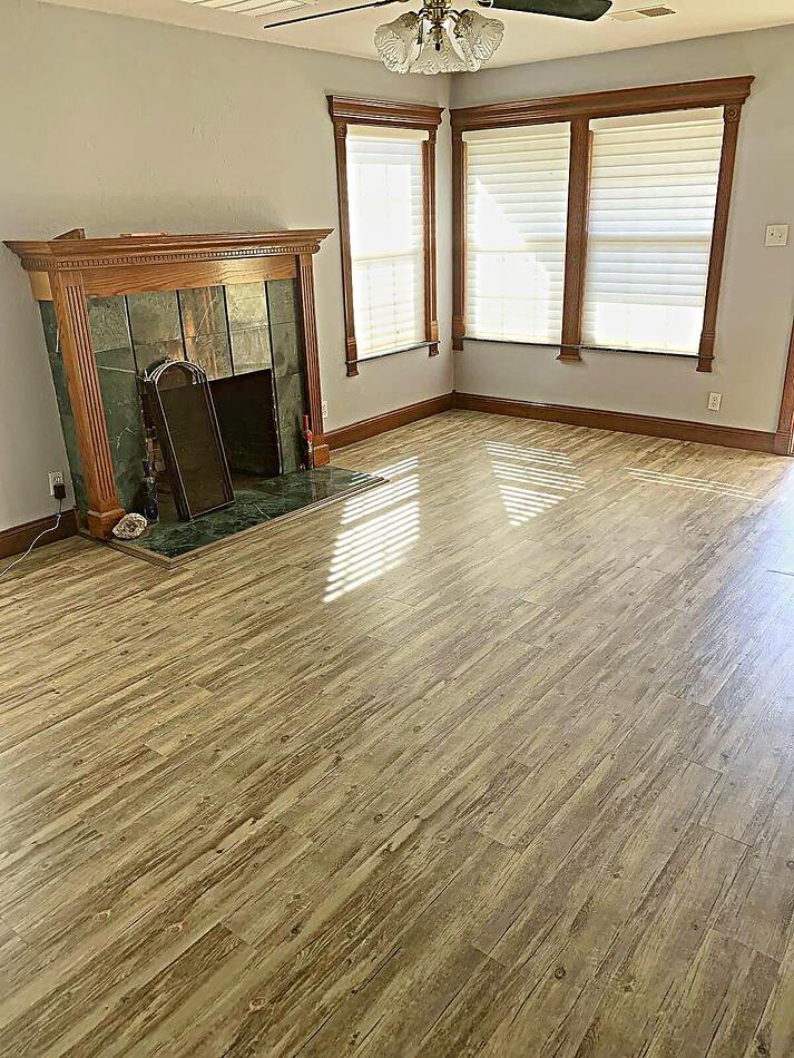 New plank flooring installed in a Bay Area living room